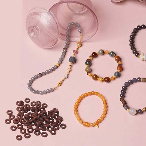 200PCS 2mmx6mm Dark Brown Silicone O Rings, Stopper Spacer Beads for Jewelry Making, Anti-Slip Locating Rings for DIY Bracelet Necklace Craft Accessories - color: Dark Brown