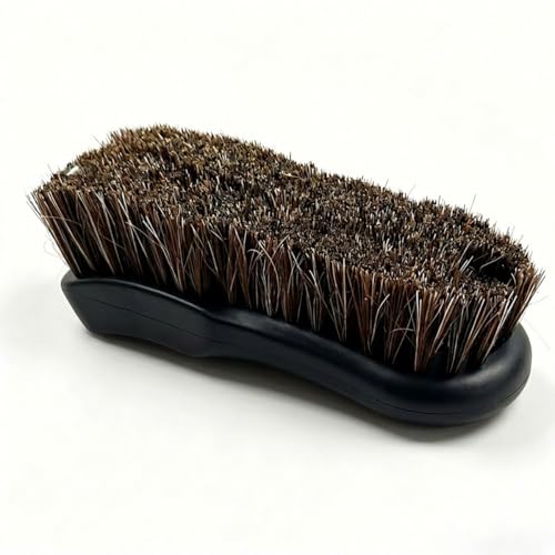 Craedli Leather Cleaning Brush for Car, Non-Scratch Long-Bristle Horse Hair Brush, Automotive Interior Detailing Tool for Vehicle Seat, Carpet, Shoes, Furniture, and Upholstery (Black) - color: Black