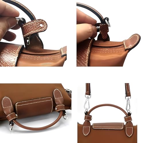 DEVPSISR Leather Strap Suitable for Longchamp Handbag,Crossbody Adjustable Shoulder Strap Conversion Kit - color: Blue-gold