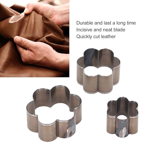 Leather Punch Die Set, 3 Pieces Flower Shape Puncher for Leather Crafting, Durable Craft Tool for DIY Projects