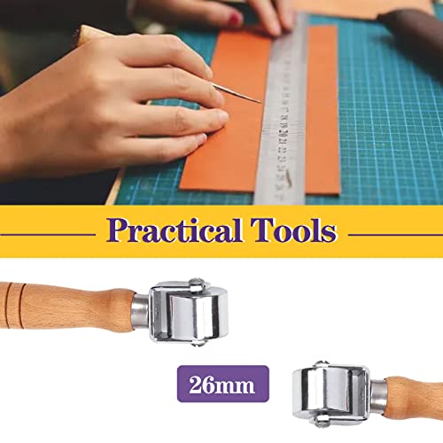 Swpeet 1Pcs 26mm Heavy Duty Leather Press Seam Roller Assortment Kit, Leather Press Laminating Roller Edge Roller Leather Edge Creaser and Smoother Platen Tool for Leather - size: 26mm