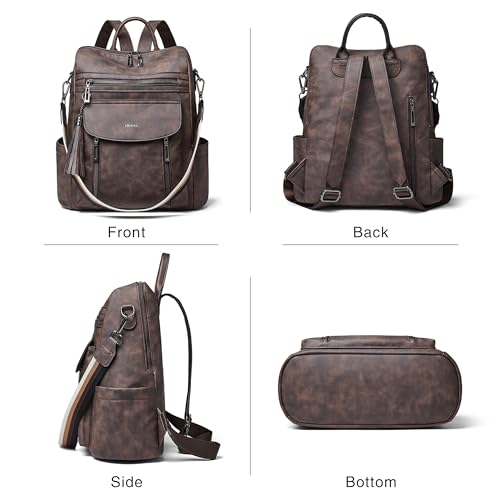 Shrrie Backpack Purse for Women Fashion Leather Backpack Purse Designer Travel Backpack Convertible Shoulder Bag with Wristlet - color: 2-7 Nubuck Coffee