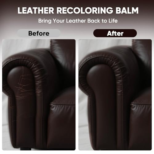 Leather Recoloring Balm - Scratch Repair & Color Restore Kit for Faded Leather, Leather Couch & Car Seats - 12OZ Leather Restorer Balm for Furniture, Auto Interior, Vinyl, Accessories (Dark Brown) - color: Dark Brown, size: 12 OZ