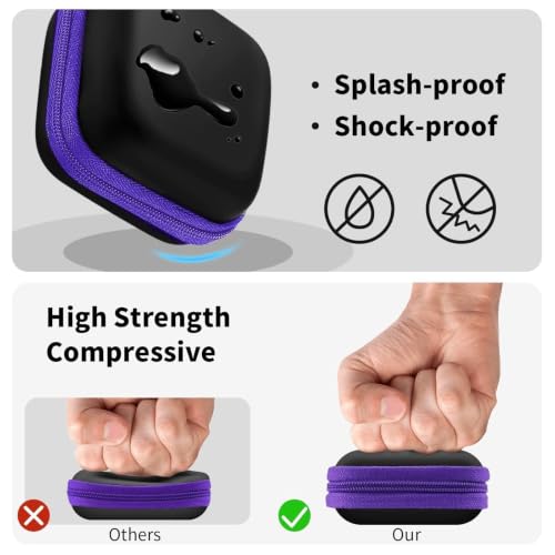 1 Pack Square Earbud Case Storage Bag with Carabiner, Purple | Portable EVA Carrying Case, For Wired/Wireless Headphones, SD Card Storage, Camera Chip - color: C4-square purple