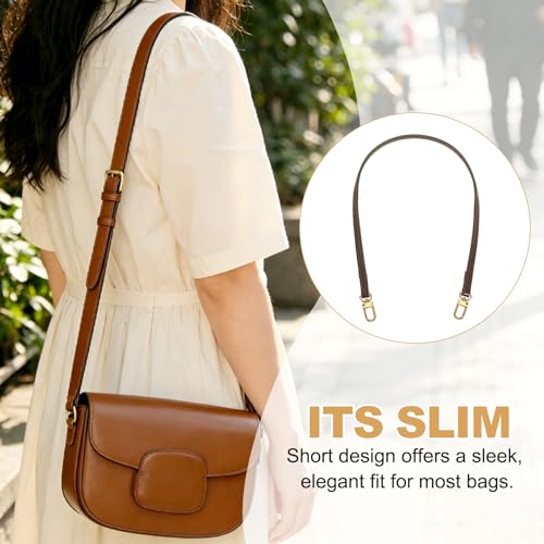 Genuine Leather Replacement Bags - Thin Short Shoulder Straps Genuine Leather Crossbody Strap, [for Handbag] - color: Dark Brown, size: 39.4 Inch