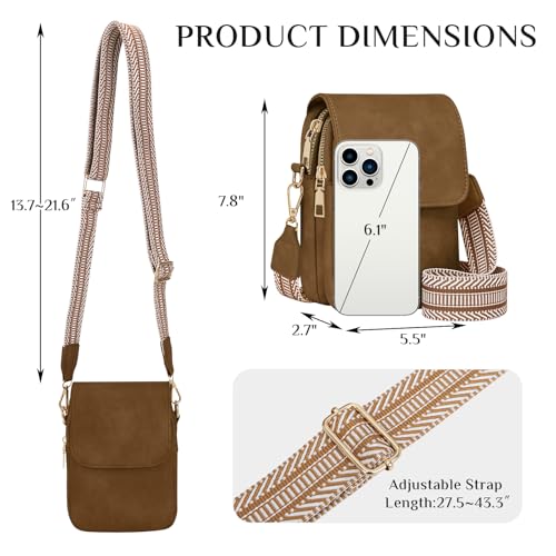 Fashion Small Crossbody Bags for Women Trendy Designer Cell Phone Purses - color: Sandy Brown