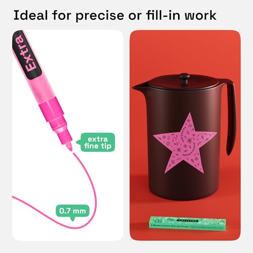 ARTISTRO Pink Acrylic Paint Markers - 0.7mm Extra Fine-Tip - Set of 2 - color: Pink