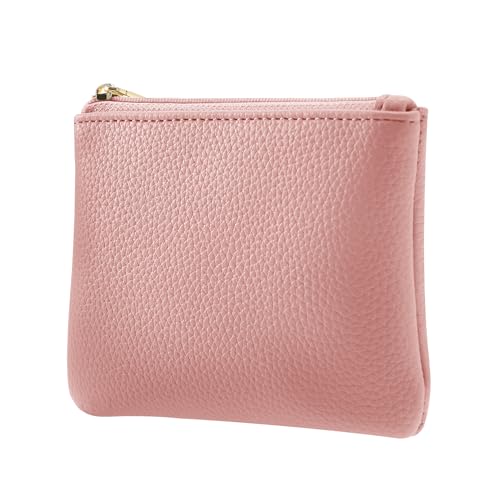 Chelmon PU Leather Coin Purse Pouch Change Holder Small With Zipper for Men Women 2 PCS Set (Black&Pink) - color: Black&Pink