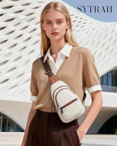Sling Bag for Women, Crossbody Waist Pack Chest Purse Travel Beige | Crossbody Purse with Dual Zipper Main Compartment,6 Pockets & 4 Card Slots, Reversible Design, Travel & Daily Use - color: Z-beige Brown