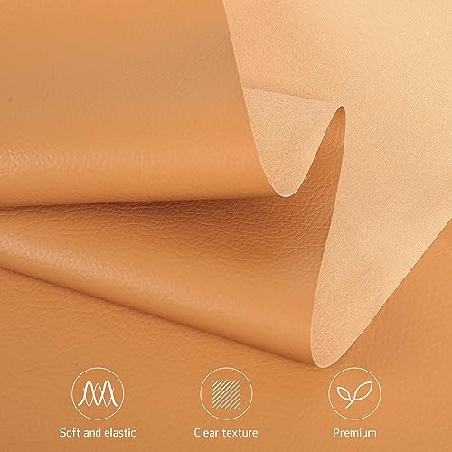 Marine Vinyl Upholstery Faux Leather Fabric, 2 Yards Camel | Marine Grade Faux Leather Vinyl by the Yard, Waterproof, Soft & Durable, for Boat, Furniture Upholstery, DIY Sewing Crafts - color: Camel, size: 2 Yards 55" x 72" (Pre-cut)