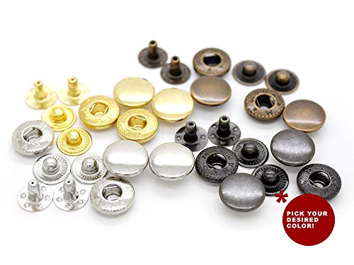 CRAFTMEMORE 50 Sets Antique Brass Snap Buttons S-Spring Socket Popper Fasteners for Jacket Bag Closures #831 VT8 (15mm (0.59")) - size: 15mm (0.59")