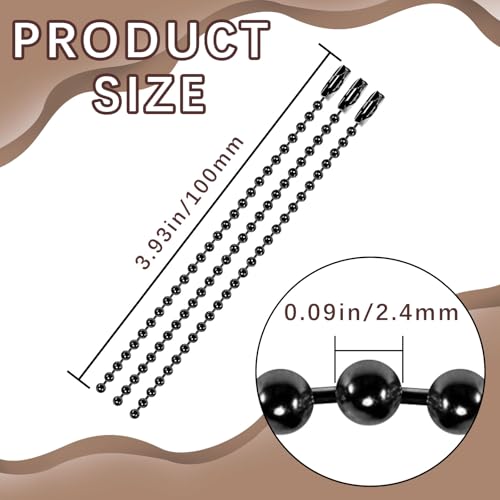 300 Pcs Black Ball Chain Bulk，Metal Bead Chain，Keychain Chains，Black Nickel Plated Metal 3.9" Long 2.4mm Ball Bead Chains，for Hanging Christmas Decoration - color: 300 pcs black Ball Chain Necklace 3.9 in