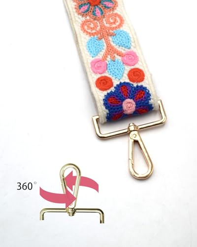 Embroidered Purse Straps Replacement Crossbody Wide Adjustable Bag Straps | Thick Purse Strap for Crossbody Bags,Extra Long Strap,Cross Body Straps for Handbags,Bag Straps for Tote Bags,Shoulder Straps - color: Flower 3