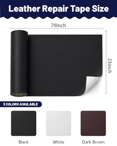 BOUYEER Leather Repair Patch Tape Kit,Self Adhesive Leather Repair for Sofa，Car Seat,Office Chair,Furniture,Jacket,Waterproof Strong Adhesive Vinyl Repair Kit. 23 in x 79 in,Black - color: Black, size: 23 in x 79 in