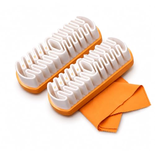 2PCS Suede Brush Cleaning Kit with Microfiber Cloth for Suede Footwear | Soft rubber bristle brush, gentle dirt removal, portable & reusable, works for shoes, bags, jackets, sofa and car interior