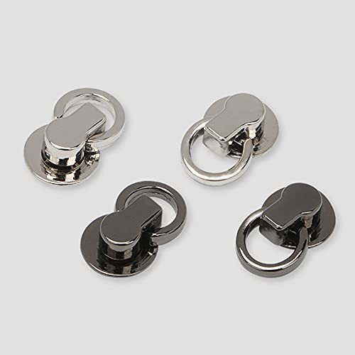 20 Set Flat Studs Rivets with D Ring and Screws Rotate Ball Post Head Buttons for DIY Leather Belt Collar Handbag Phone Case (Silver and Gun Black)