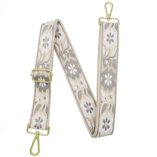 1.5" Wide Purse Strap Adjustable Replacement Gold Hardware Long Crossbody Bag Strap for Thick Shoulder Bags Canvas Handbags Straps - color: Gold Hardware-A-gary