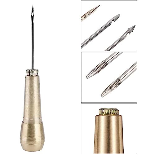 Oumefar Leather Sewing Awl Kit - 3 Needles, Hand Stitch Awl, Shoe Repair Tool for Leather & Handmade Projects