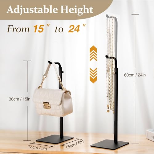 Adjustable Tabletop Purse & Banner Display Stand, Black | Multi-use tabletop rack holds handbags, birthday banners, lanterns and wreaths for home, parties or retail. - color: Black