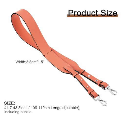 uxcell Leather Purse Strap Adjustable Crossbody Replacement Straps | for Handbags, Shoulder Bag - color: Orange, Silver Clasp