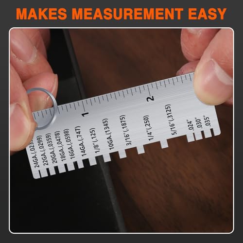 ZeeDix Portable Metal Sheet Thickness Gauge | Stainless Steel Plated Size Inspection Tool Metal Sheets Wire Welding Material Thickness Gauge - style: Sheet Thickness Gauge