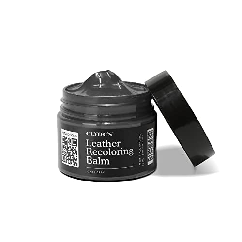 Clyde's™ Leather Company Leather Recoloring Balm – Color Restore & Scratch Repair Kit for Faded Leather Furniture, Car Seats, Sofa & Vinyl | 23 Colors | Non-Toxic Dye - color: Dark Gray, size: 50ML
