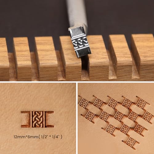 Celtic Basket Weave Leather Stamp Leathercraft Stamping Tool 304 Stainless Steel Geometric Pattern for DIY Carving