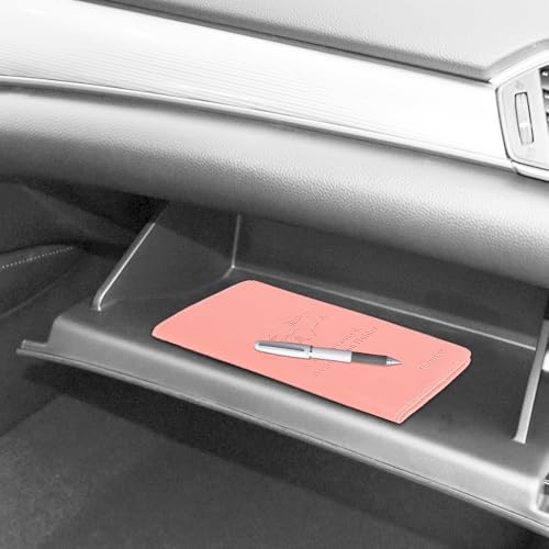 Car Registration & Insurance Card Holder Leather Auto Glove Box Organizer Document Wallet with Magnetic Shut - color: Pink-Upgraded