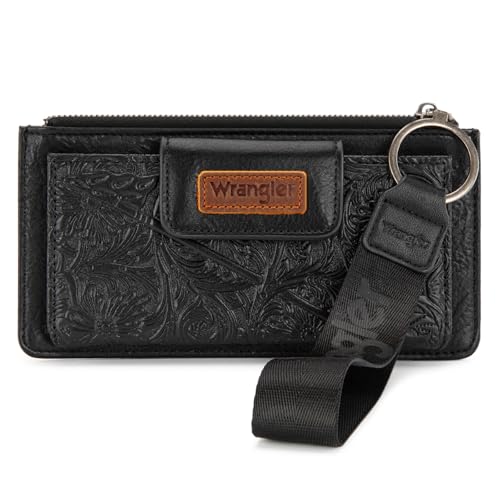 X Wrangler Western Wallet for Women Card Cases & Money Organizers Wristlet Wallet with Zipper Pocket - color: Black
