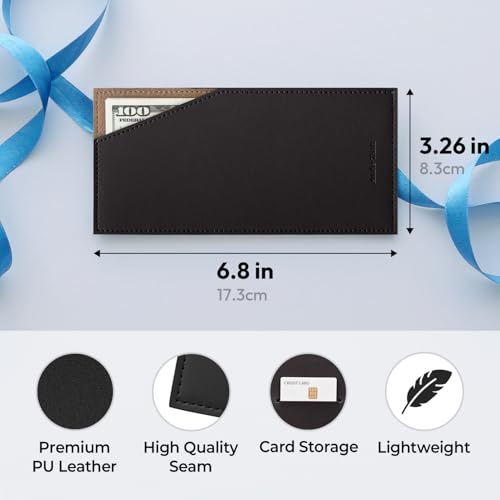 PU Leather Card and Cash Envelope for Travel and Budgeting - Black | Reusable Money Holder, Stylish Leather Money Envelope - color: Black
