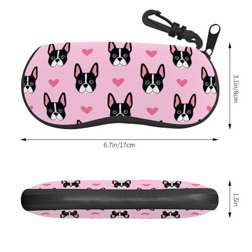 IBILIU Eyeglasses Case Circuit Board Ultra Light Neoprene Sunglasses Case,Soft Reading Glasses Case For Women Men - color: Boston Terrier