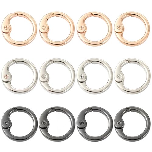SUNNYCLUE 1 Box 18Pcs Spring Gate Rings Trigger Spring O Ring 1 Inch Metal Trigger Round Snap Buckle Keyring Hooks Clip Snap Clasp for Keychain Supplies DIY Crafts Bags Purses Handbags Strap Making - color: Gold, Silver
