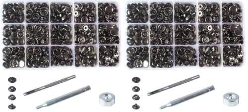 100 Sets - 12mm(1/2") Metal Line 20 Gunmetal Black Plated Steel Snaps Fastener Leather Rapid Rivet Button Sewing with Seting Tool (12mm, Gun Black) (Pack of 2) - color: Gun Black, size: 12mm (Pack of 2)
