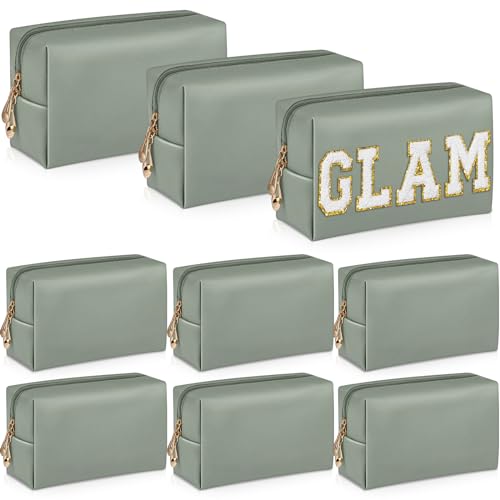 Sanwuta 9 Pcs Makeup Bags Bulk Toiletry Case,Dark Green - color: Dark Green