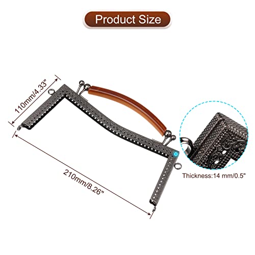uxcell Metal Purse Frames 2 Pcs Kiss Lock Clasp Frame Embossed Clutch Frame with Rubber Handle for Coin Purse Handbag Making DIY Craft, Black - color: Black