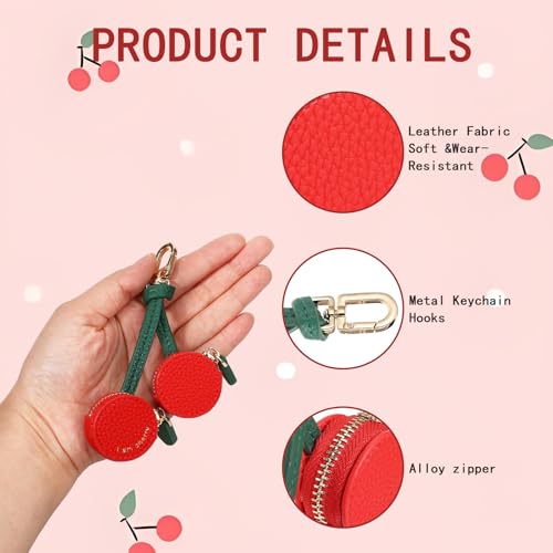 Cherry Bag Charm Cute Coin Purse Keychain Cherry Purse Charms for Handbags, Strawberry Coin Purse Keychain Gifts For Women - color: Red