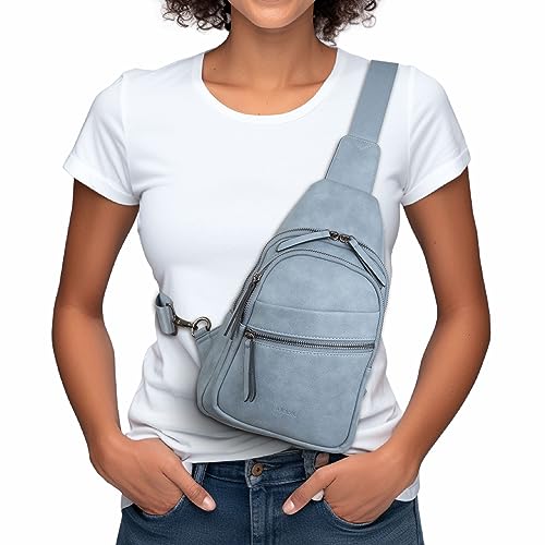 Alldaily Large Sling Bag for Women Crossbody Purse Leather Fashionable Trendy Chest Bag for Travel, Fanny Pack (Blue) - color: Blue