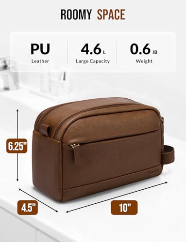 PU Leather Toiletry Bag for Men, Brown - color: Brown, size: Medium