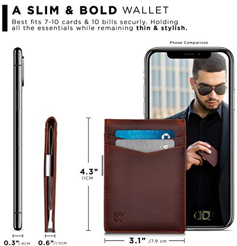 SERMAN BRANDS Money Clip Wallet - Mens Wallets slim Front Pocket RFID Blocking Card Holder Minimalist Mini Bifold - color: Canyon Red Transformer