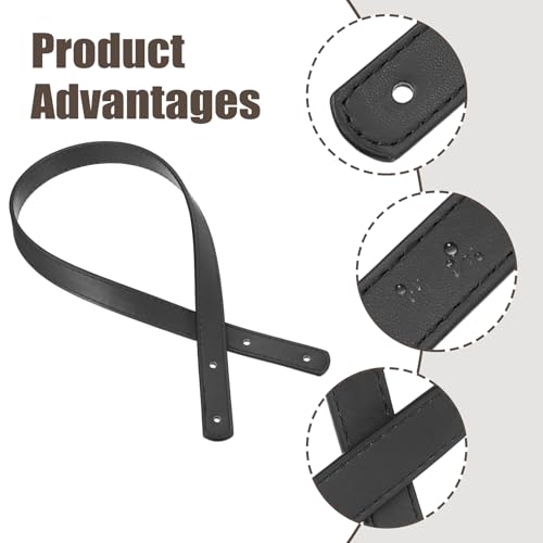 MECCANIXITY 2pcs 24 Inch (60cm) PU Leather Purse Handle, Sew On Shoulder Purse Straps Handbag Belt Band Bag Handle Bag Strap Replacement for Wallet Tote Making, Black - color: Black, size: 24 Inch