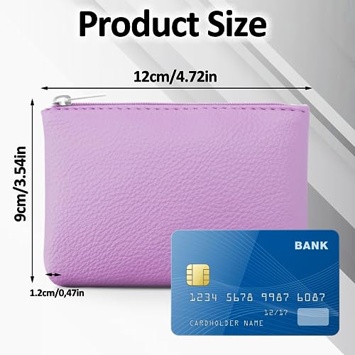 simarro Coin Purse, Vegan Leather Lychee Pattern Zipper Change Purse Portable Coin Wallet Mini Change Holder Coin Pocket for Women Credit Card Folded Bills ID Key Headset Lipstick (Light Purple) | Portable Coin Wallet Mini Change Holder for Women Coin Poc