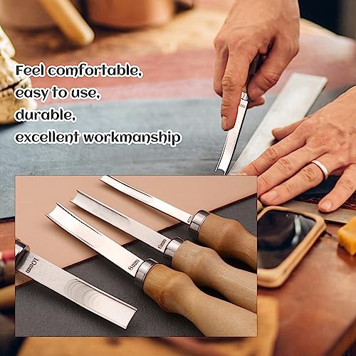 TLKKUE 4Sizes Leather Edge Skiving Beveler Tools, Wide Leather Edge Beveler | Leather Craft Edge Beveler Tool Kit Leather Edge Trimmer for Wristbands, Belts, Other Leather Thinning Projects(4/6/8/10mm)