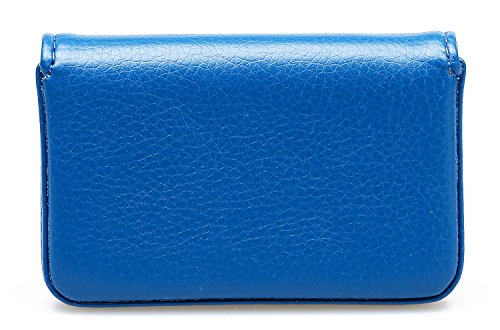RFID Blocking Wallet - Minimalist Leather Business Credit Card Holder with Magnetic, Blue, Small - color: Blue