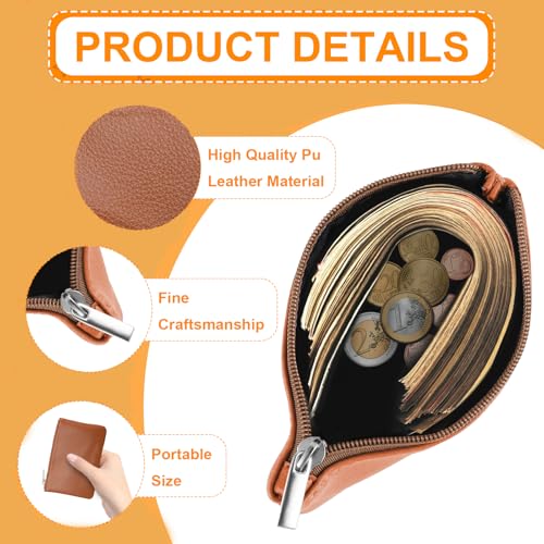 4Pcs Small Change Purse, PU Leather Zipper Coin Purse Pouch for Purse | Small Change Purse for Women Men, Portable Change Pouch, Mini Coin Pouch, Coin Bag, Change Holder for Coin Credit Card ID Key