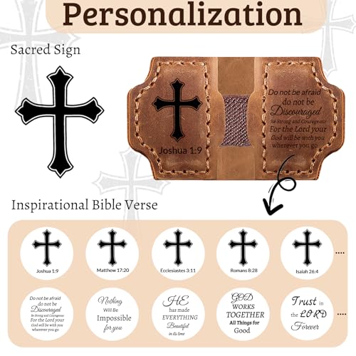 Personalized Leather Bookmark with Pen Holder - Magnetic Bible Verse Design, Christian Book Lovers Reading Accessory, for Book Lovers Men Women (Brown, Joshua 1:9) - color: Brown, size: Joshua 1:9