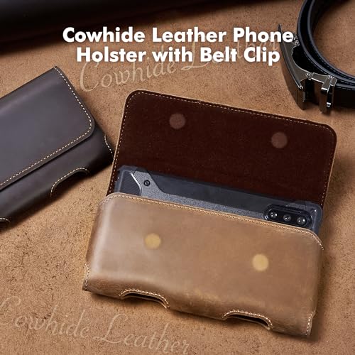 Gcepls Leather Phone Holster for iPhone SE, 8, 7, 6s - Premium Cowhide Leather Belt Holder Pouch with Magnetic Closure (Fits Otterbox Commuter Case) - color: Brown, size: Small (5.6x2.95x0.6”)