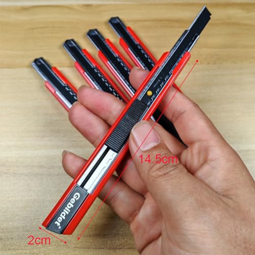 Gebildet 5pcs Right and Left Hand Self-Lock Cutter Knife/Black 9mm Snap Off Blades /60° Blace Knife/Utility Knife/Graphic Knife (Red Holder) - color: Red