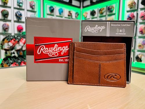 Rawlings | Men's Front Pocket Wallet Collection | Genuine Leather | Multiple Styles & Colors - color: Light Brown | Cash Pocket