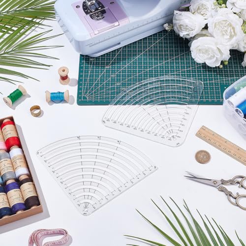 4 Pcs Circle Radius Master Template Guide 0.25~5" Acrylic Arc Stencil Clear Rounded Corner Sewing Tool 2 Sizes Curved Corner Cutter Quilting Ruler for Patchwork DIY Craft 3 MM Thick