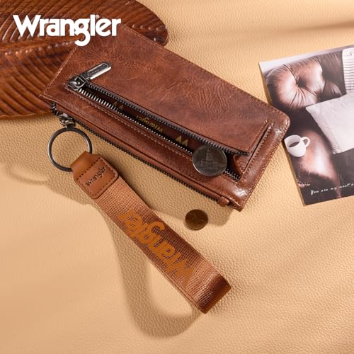 X Wrangler Western Wallet for Women Card Cases & Money Organizers Wristlet Wallet with Zipper Pocket - color: 1-brown
